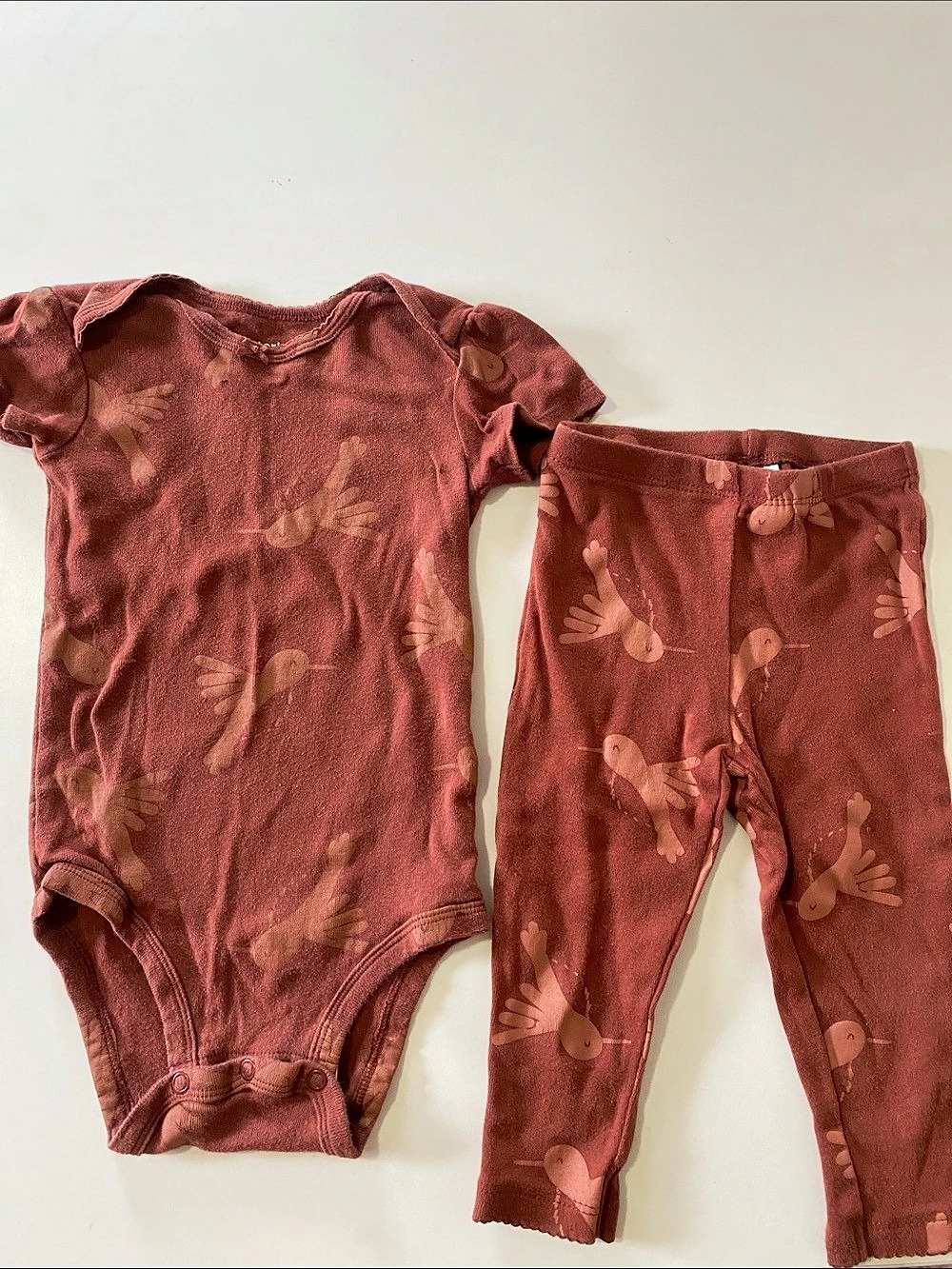 Floral Baby Matching Set in Red Like New